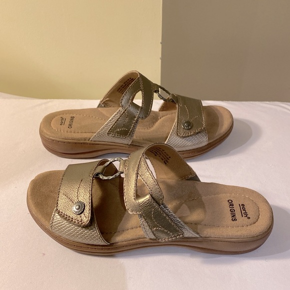 Earth Origins Stella Suzanne Womens Leather Platinum Sandals Shoes Size 8 - Picture 4 of 5